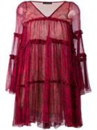 Plein Sud - Flared Dress - Women - Silk - 40, Red, Silk