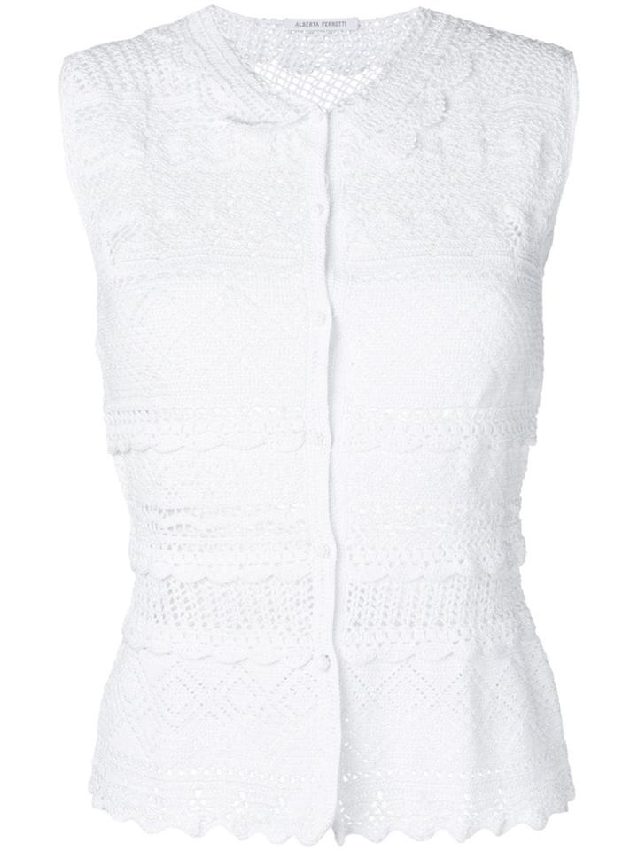 Alberta Ferretti Crochet Cardigan - White
