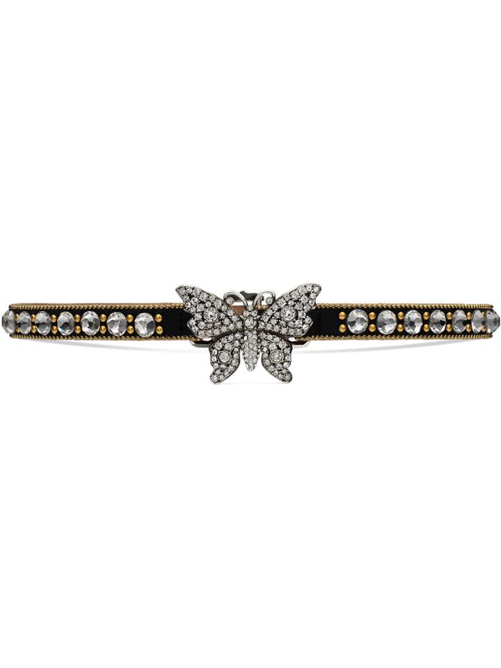 Gucci Crystal Studded Butterfly Choker - Black