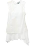 3.1 Phillip Lim Asymmetric Macrame Tank Top, Women's, Size: 4, White, Silk/cotton/nylon