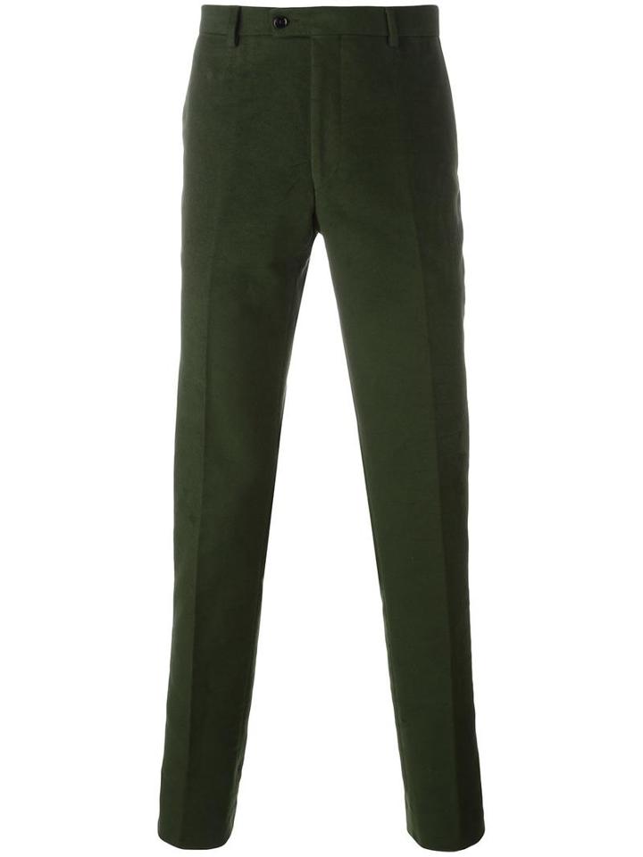 Mp Massimo Piombo Moleskine Tailored Trousers, Men's, Size: 46, Green, Cotton