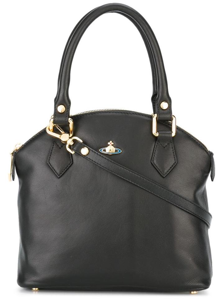 Logo Plaque Tote, Women's, Black, Leather, Vivienne Westwood