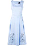 Eggs - Floral Pleated Dress - Women - Cotton/polyamide/spandex/elastane - 42, Blue, Cotton/polyamide/spandex/elastane