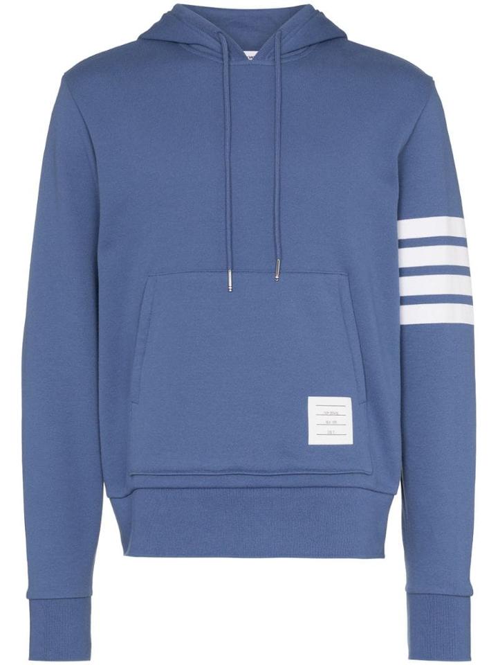 Thom Browne 4-bar Motif Print Hoodie - Blue