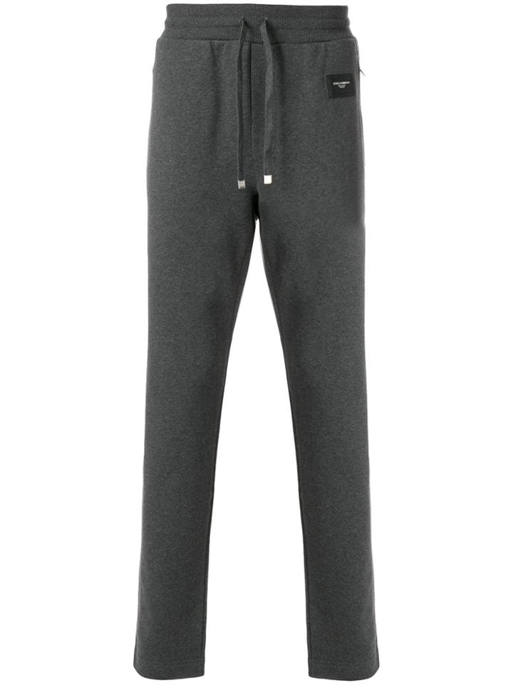 Dolce & Gabbana Logo Patch Slim Fit Sweatpants - Grey