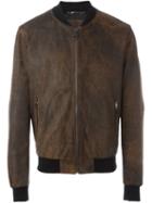 Dolce & Gabbana Leather Bomber Jacket, Men's, Size: 56, Brown, Lamb Skin/polyamide/spandex/elastane/virgin Wool