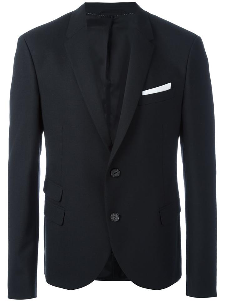 Neil Barrett Flap Pocket Blazer, Men's, Size: 46, Black, Polyester/spandex/elastane/virgin Wool