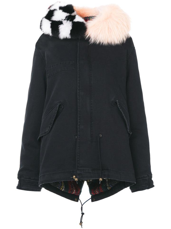 Mr & Mrs Italy - Hooded Parka - Women - Silk/cotton/fox Fur/glass - S, Black, Silk/cotton/fox Fur/glass