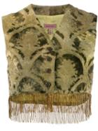 Romeo Gigli Pre-owned 1990's Brocade Fringed Waistcoat - Green