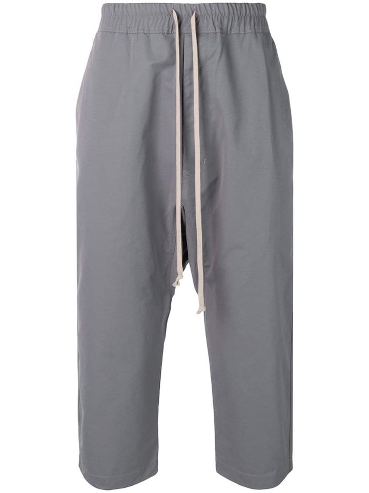 Rick Owens Drkshdw Drop Crotch Cropped Trousers - Blue