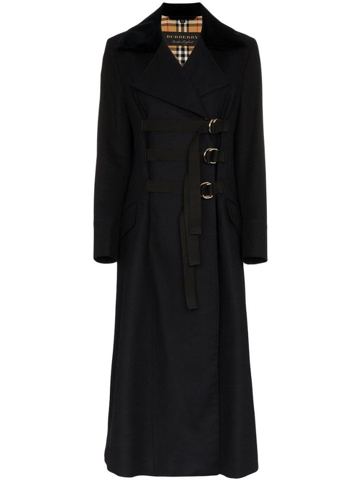 Burberry D-ring Detail Doeskin Wool Coat - Blue