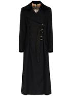 Burberry D-ring Detail Doeskin Wool Coat - Blue