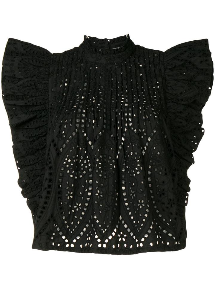 Ganni Perforated Blouse - Black