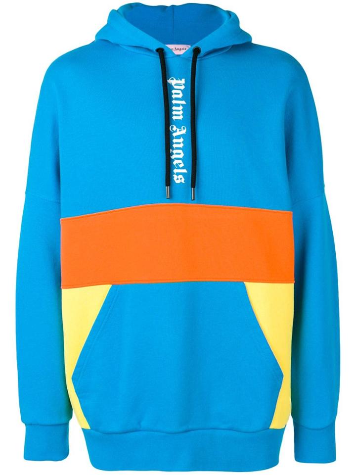 Palm Angels Colour Block Hoodie - Blue