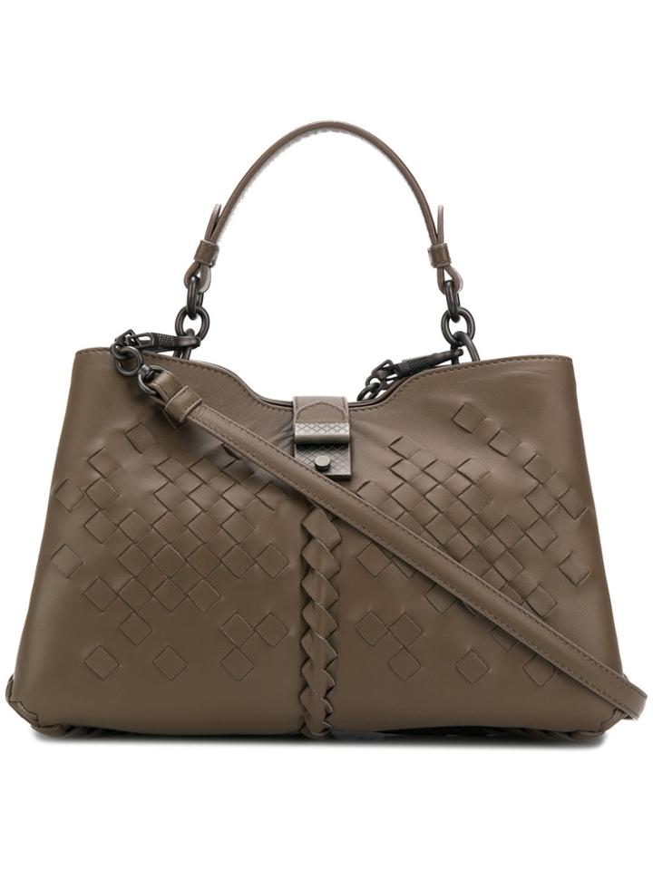 Bottega Veneta Steel Nappa Small Napoli Bag - Brown