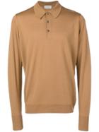 John Smedley Long Sleeve Polo Shirt - Brown