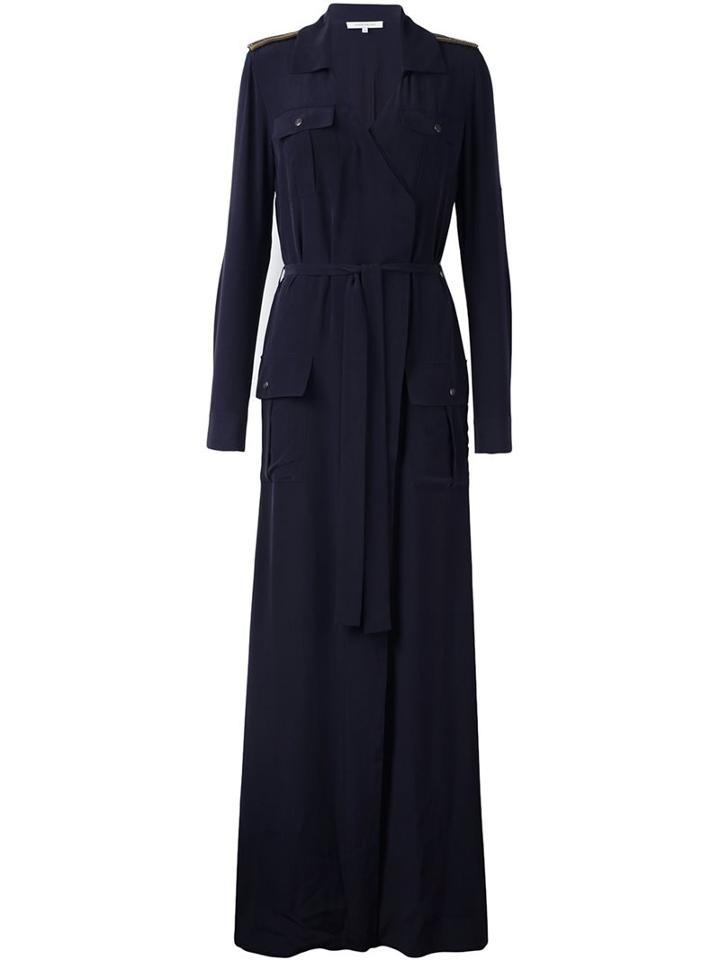 Pierre Balmain Belted Shirt Dress, Women's, Size: 40, Blue, Silk