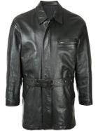 Comme Des Garçons Vintage Midi Belted Leather Jacket - Black