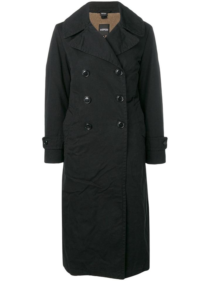 Aspesi Double-breasted Midi Coat - Black