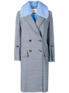 Fendi Checked Double Breasted Coat - Blue