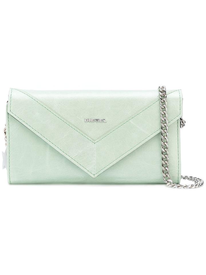 Diesel - Flap Clutch - Women - Calf Leather - One Size, Green, Calf Leather
