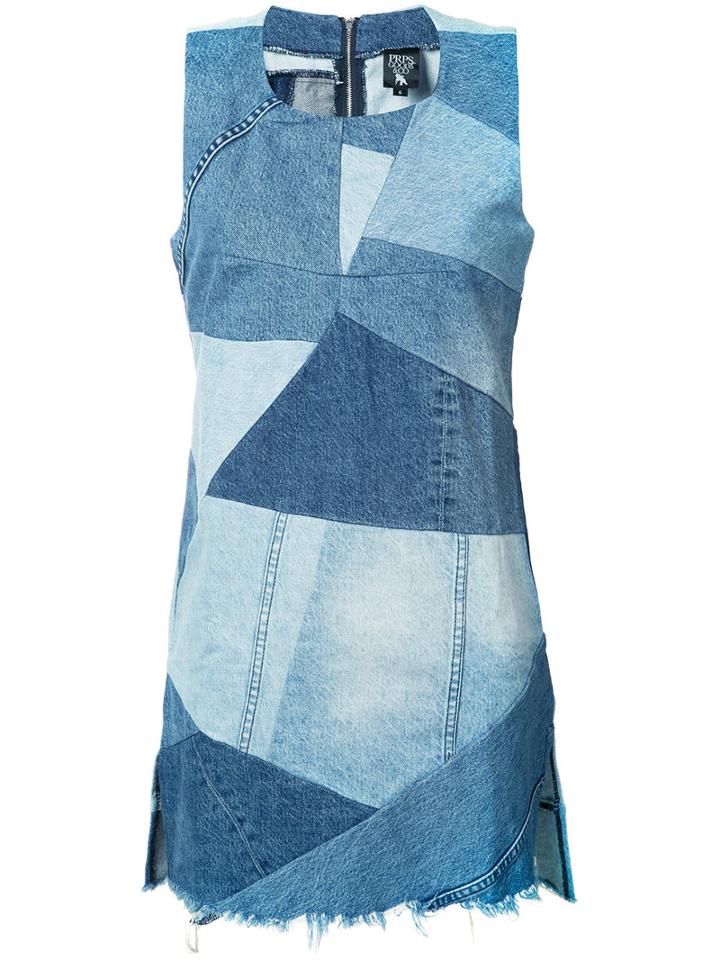 Prps - Patchwork Denim Dress - Women - Cotton - L, Blue, Cotton