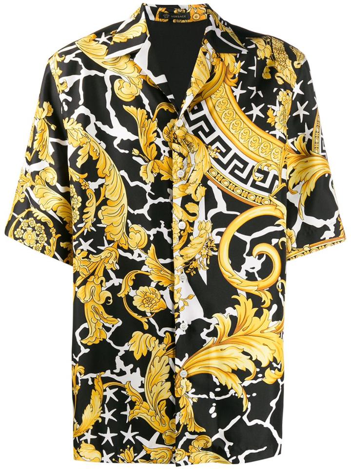 Versace Savage Barocco Print Shirt - Black