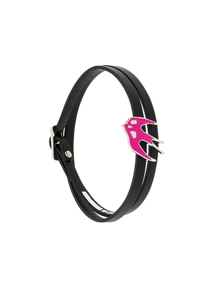 Mcq Alexander Mcqueen Swallow Double-wrap Bracelet - Black