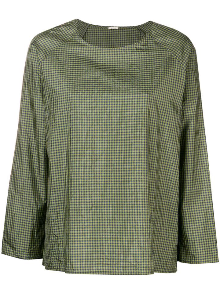 Apuntob Vichy Print Boxy Blouse - Green