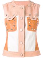 Drome - Buttoned Gilet - Women - Lamb Skin/acetate/viscose - S, Nude/neutrals, Lamb Skin/acetate/viscose