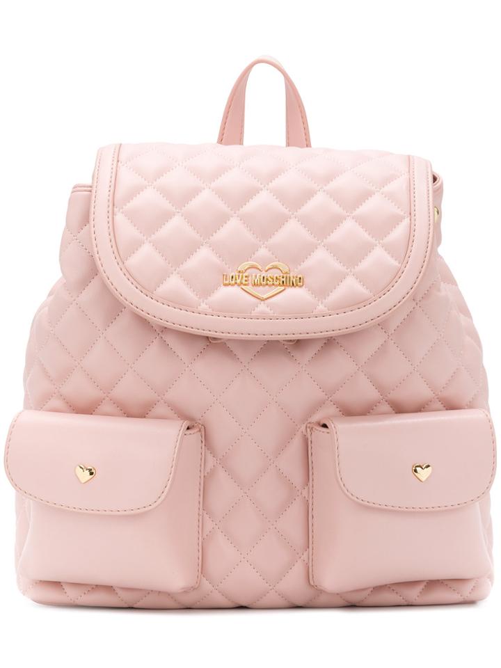 Love Moschino Quilted Backpack - Pink & Purple