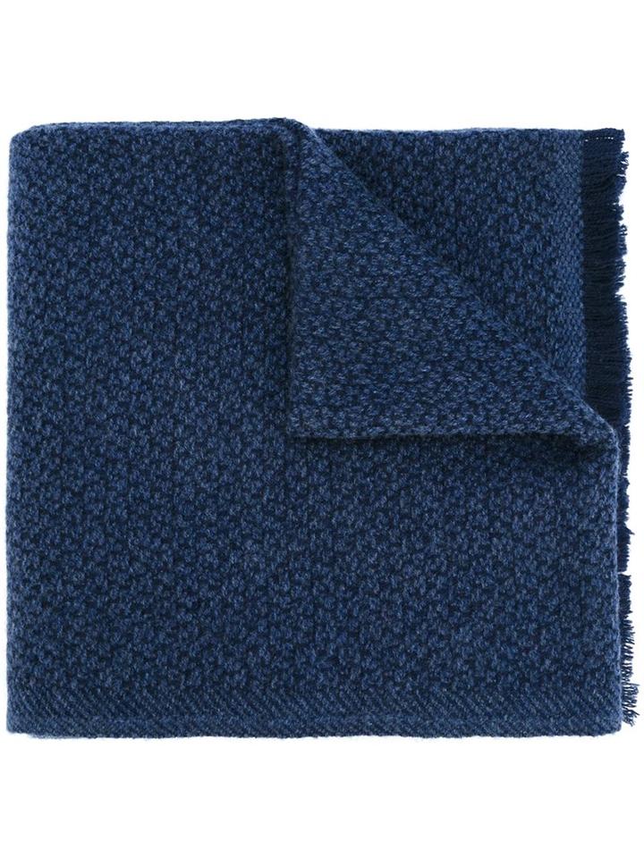 Ermenegildo Zegna Fringed Scarf, Men's, Blue, Cashmere/wool