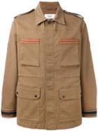 Fashion Clinic Timeless Embroidered Trim Field Jacket, Men's, Size: 54, Brown, Cotton/spandex/elastane