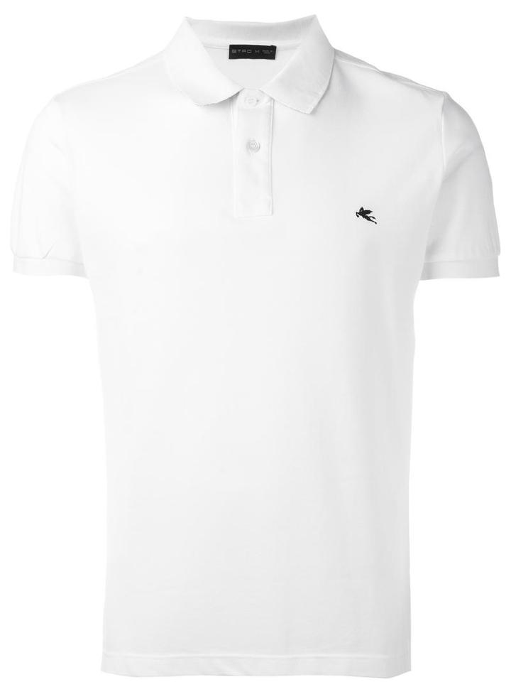 Etro Logo Embroidery Polo Shirt, Men's, Size: Xxl, White, Cotton