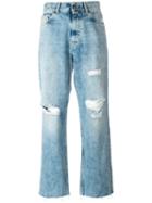 Golden Goose Deluxe Brand Distressed Straight Jeans, Women's, Size: 27, Blue, Cotton