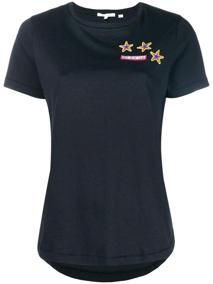 Chinti & Parker Embroidered Short-sleeve Top - Blue