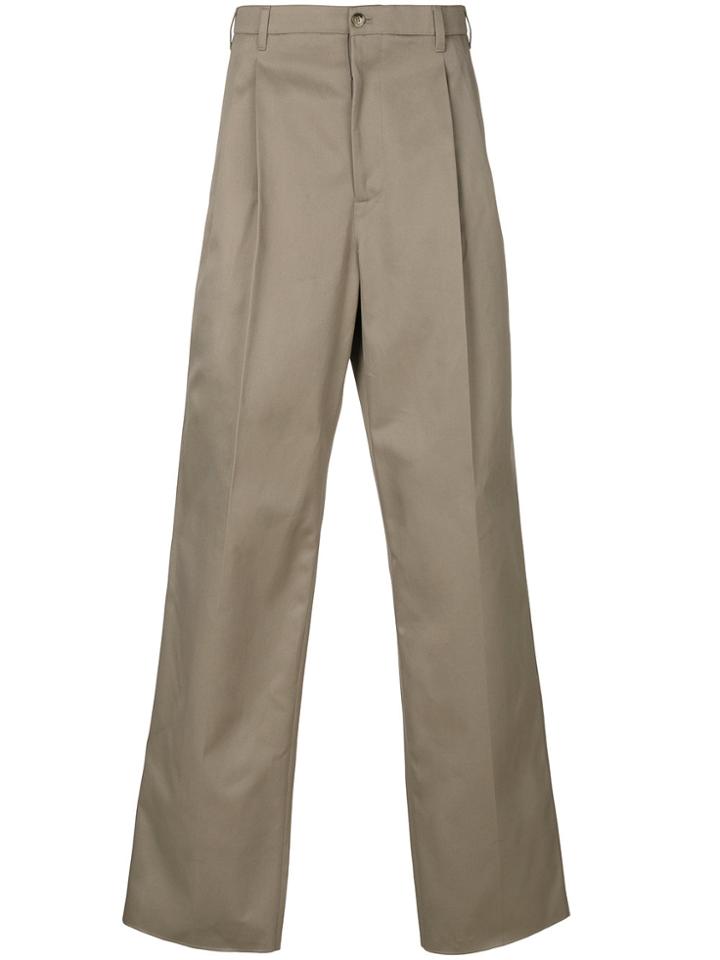 Raf Simons Wide Leg Pleated Trousers - Nude & Neutrals