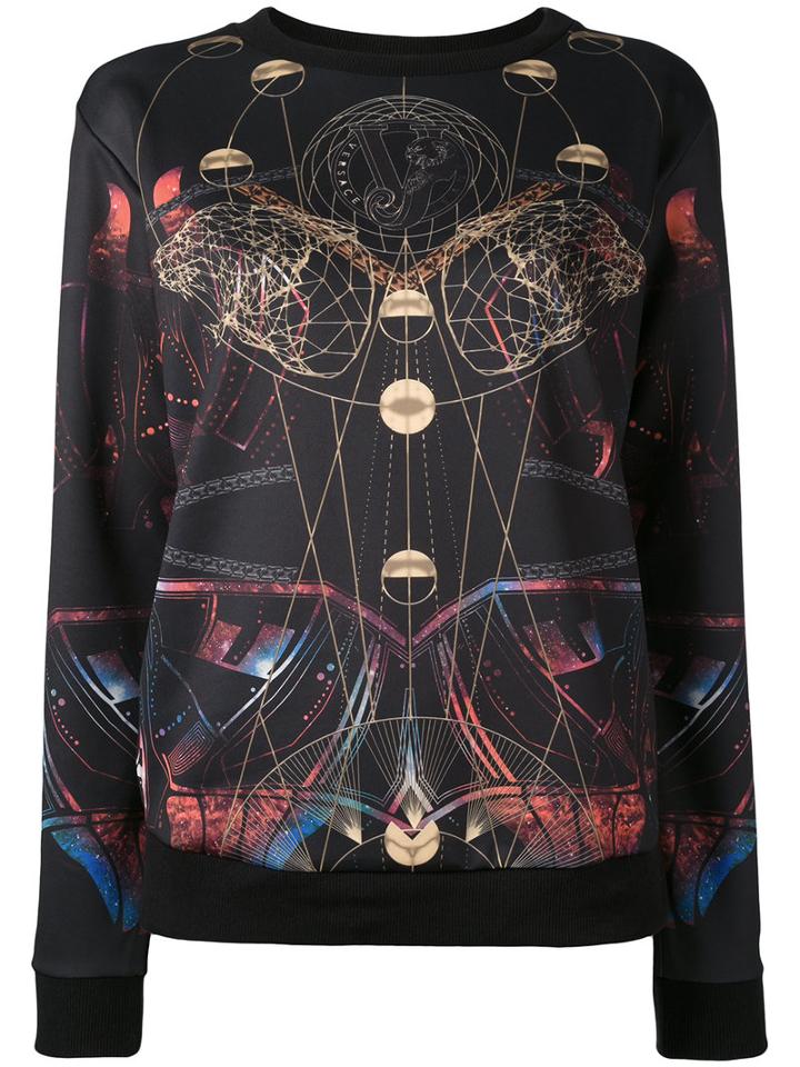Versace Jeans Printed Panel Sweatshirt, Women's, Size: Medium, Black, Polyester/spandex/elastane