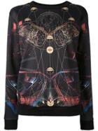 Versace Jeans Printed Panel Sweatshirt, Women's, Size: Medium, Black, Polyester/spandex/elastane