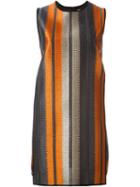 Msgm Striped Mini Dress, Women's, Size: 42, Black, Polyester/polyamide