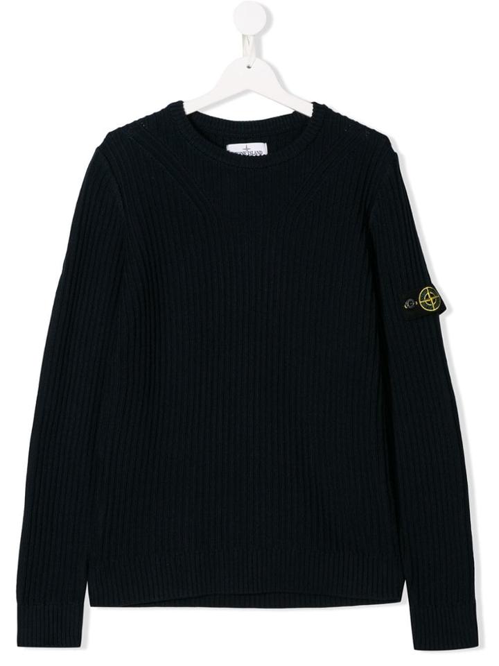 Stone Island Junior Teen Ribbed-knit Jumper - Blue