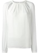Michael Michael Kors Raglan Slit Blouse, Women's, Size: Small, White, Polyester/spandex/elastane