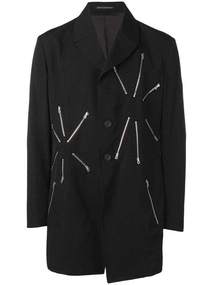 Yohji Yamamoto Zip Embellished Coat - Black