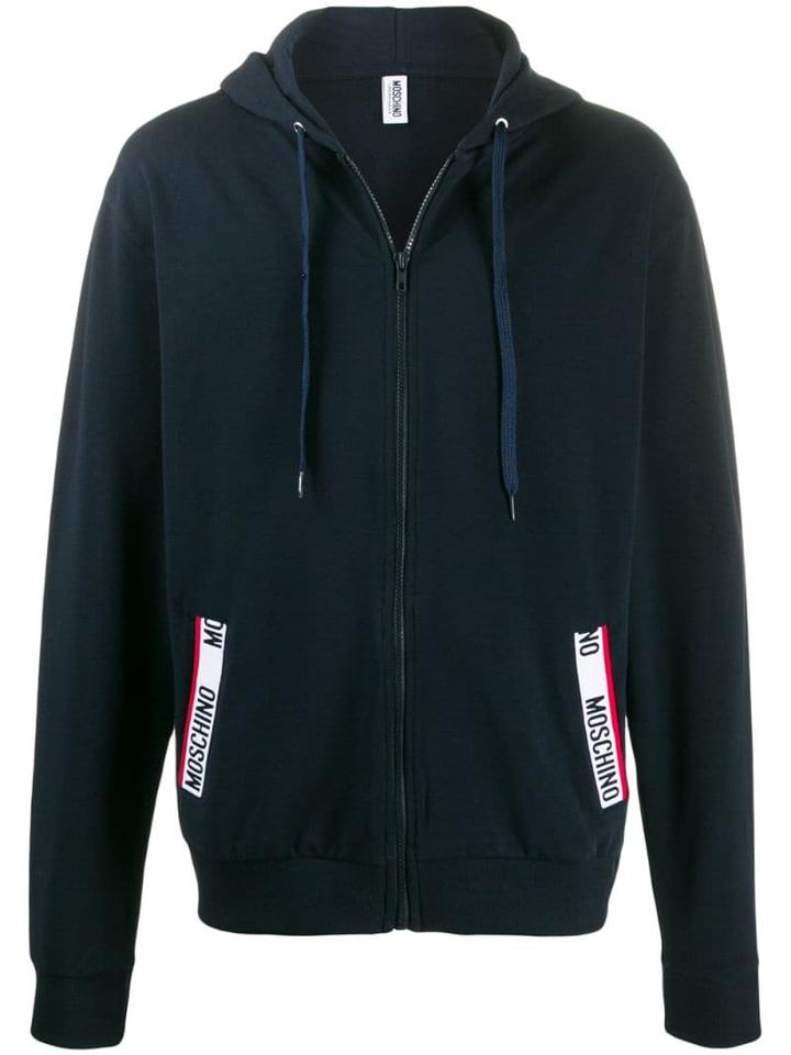 Moschino Logo Pocket Hoodie - Blue