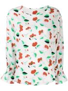 Essentiel Antwerp Tiesto Ruffle Sleeve Floral Blouse - White