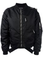 Icosae Zip-shoulder Bomber Jacket, Men's, Size: Small, Black, Nylon/cupro