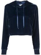 Fleur Du Mal Cropped Velvet Hoodie - Blue