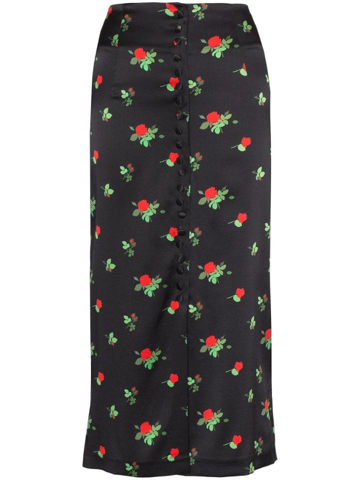 Bernadette June Floral Print Midi Skirt - Black