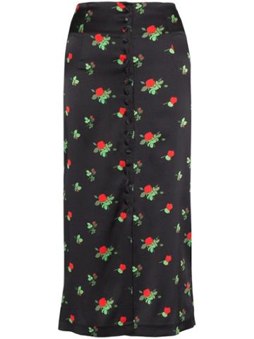 Bernadette June Floral Print Midi Skirt - Black