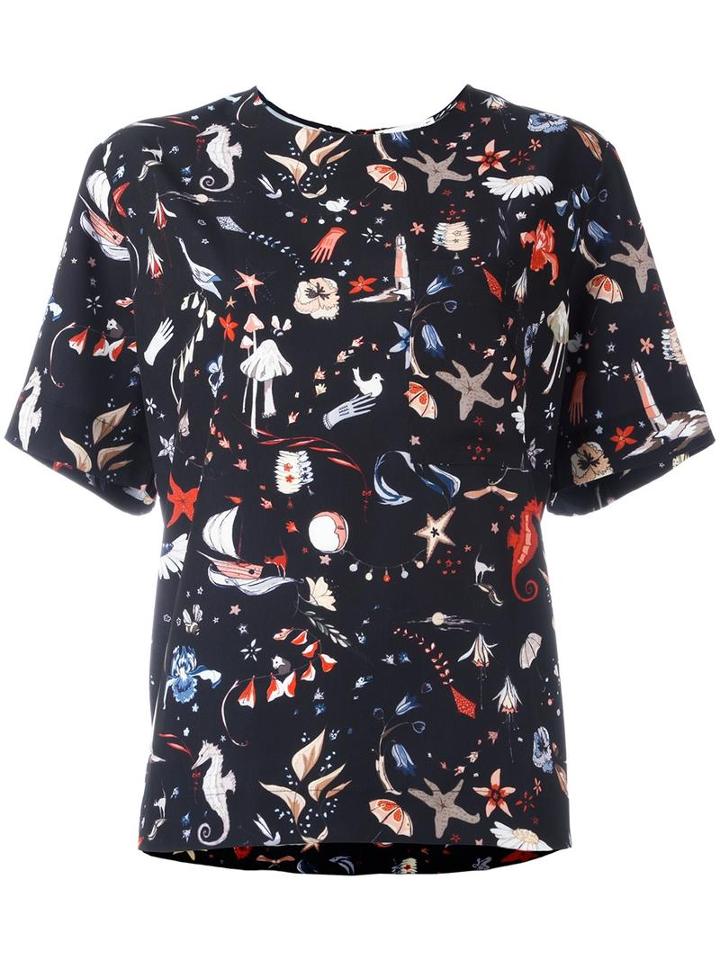 Essentiel Antwerp Printed T-shirt, Women's, Size: 40, Black, Polyester